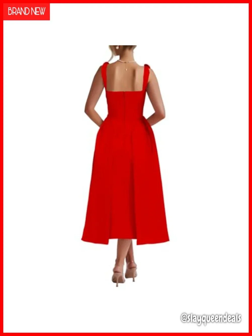 Women's Sleeveless Deep V-Neck 1950s Retro Vintage A-Line Swing Maxi Dress with